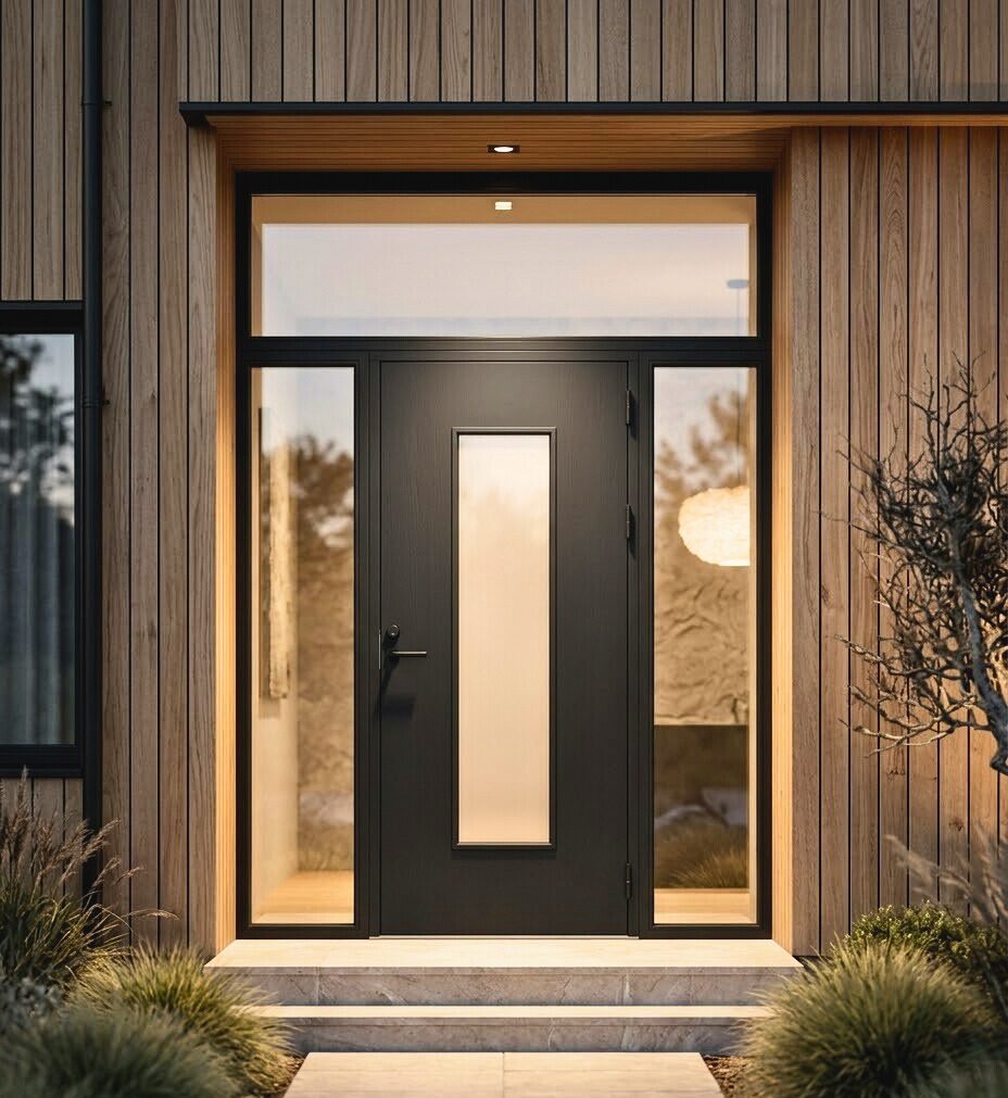 Ārdurvis ar stiklu modernā skandināvu mājā – FinDoor