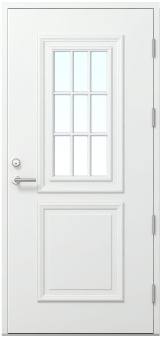 Ārdurvis Kaski Kolka Arhipelago kolekcija ar deviņdaļīgu stiklojumu un klasisku paneļojumu