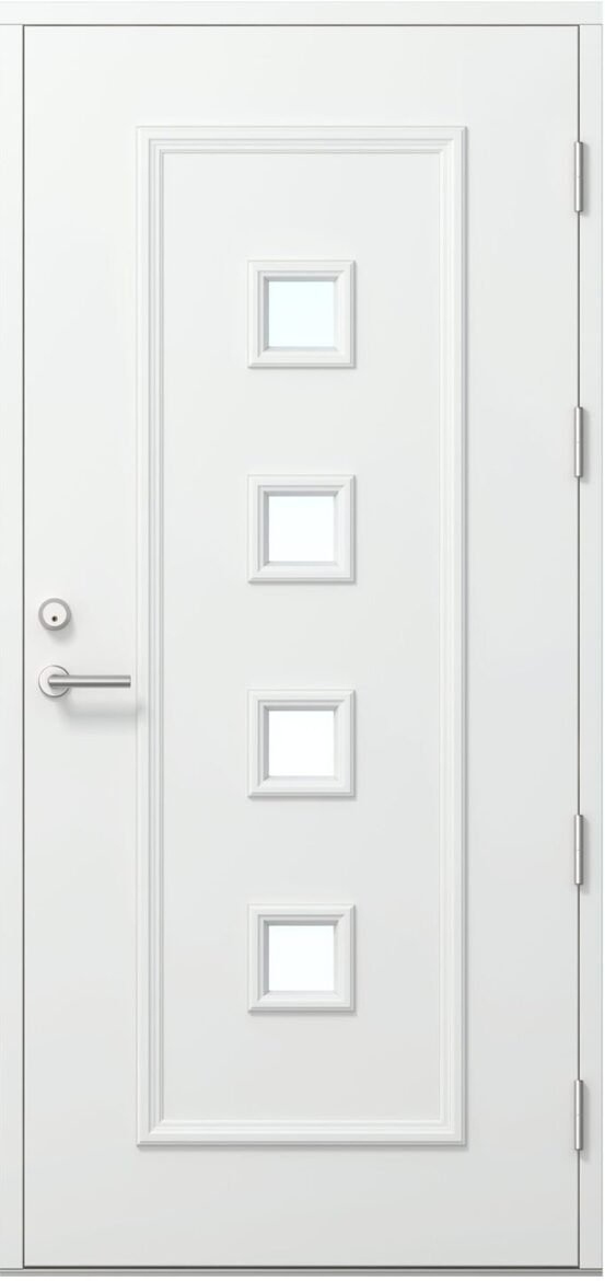 Ārdurvis Kaski Vaivari Termo — četras kvadrātveida stikla ailes klasiskā, reljefainā Arhipelago dizainā