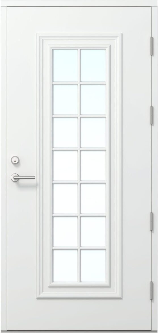 Ārdurvis Kaski Majori Arhipelago kolekcija ar pagarinātu daudzdaļīgu stiklojumu un klasisku paneļojumu