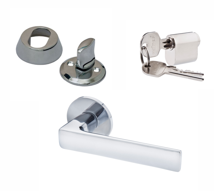 Rokturis Valnes VAL5 un cilindra komplekts (CIL+WC), spīdīgs hroms – Skandināvu standarts