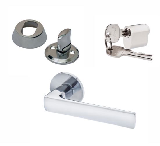 Rokturis Valnes VAL5 un cilindra komplekts (CIL+WC), spīdīgs hroms – Skandināvu standarts