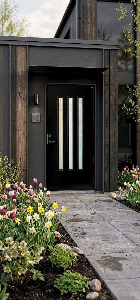 KASKI BLACK Atene termo ārdurvis modernā mājā Latvijā