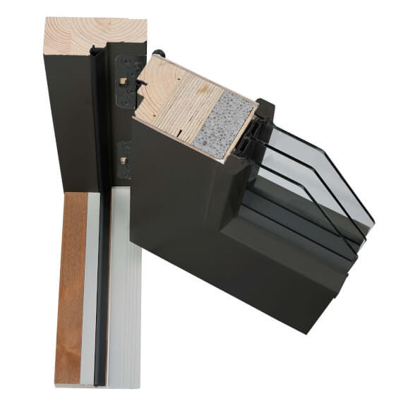 KASKI BLACK termo durvju konstrukcijas šķērsgriezums