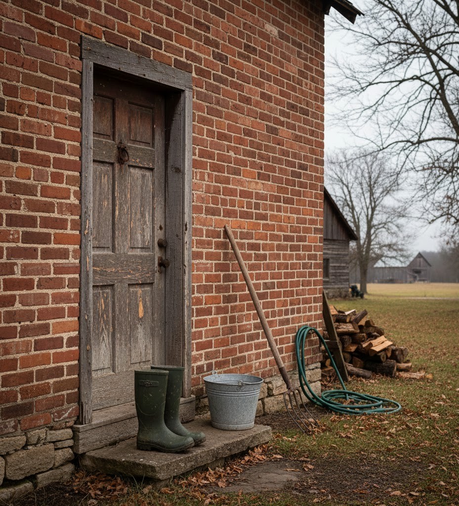 Vecas koka ārdurvis ar nolietotu koka vērtni un siltuma zudumiem